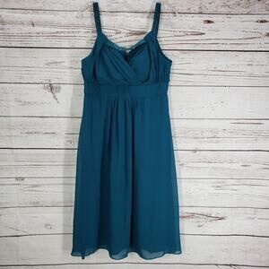 Amanda Lane Dark Teal Chiffon Empire Waist Cocktail Dress Size 10
